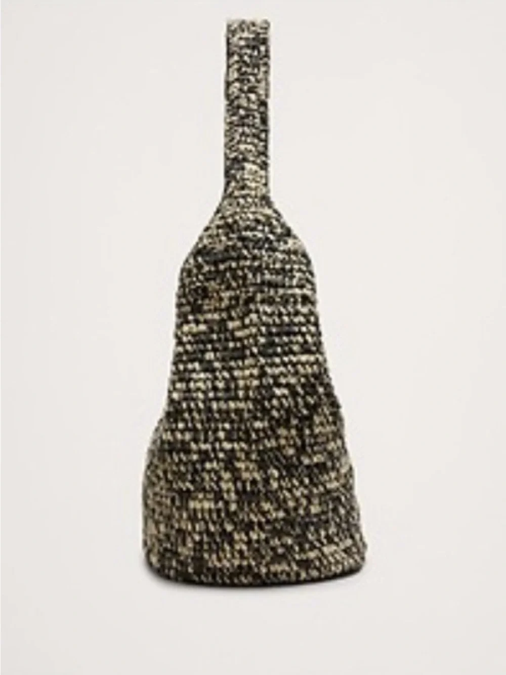 Banana Republic Black & Cream Woven Raffia Hobo Bag